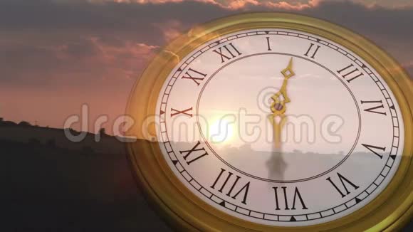 日落时分的罗马数字钟视频的预览图