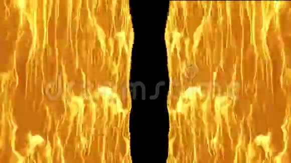 两堵燃烧的火墙有一条黑色的走廊下载视频视频的预览图