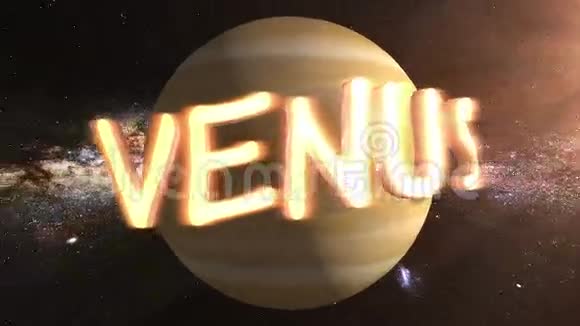 金星3D文本围绕行星金星视频的预览图