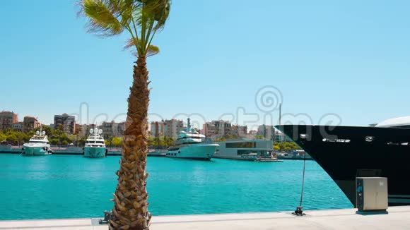 巴塞罗那背景港口游艇视频的预览图
