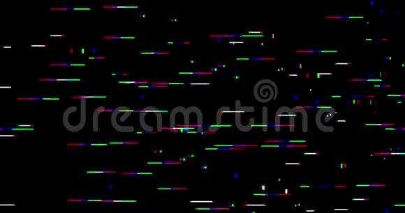 抽象的水平多色现实屏幕故障闪烁模拟老式电视信号干扰不良和彩色视频的预览图