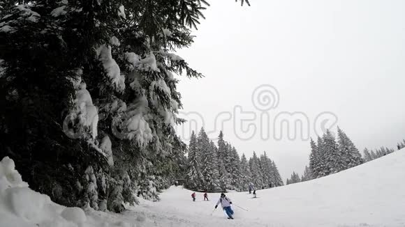 滑雪者在摄像机上方跳跃动作缓慢视频的预览图