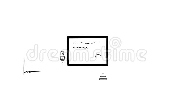 孤立的手工绘图文件图标和信息图表视频的预览图