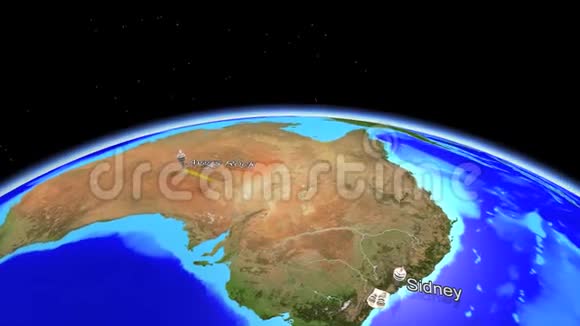 澳大利亚模拟从艾尔斯洛克飞往悉尼的飞行动画视频的预览图