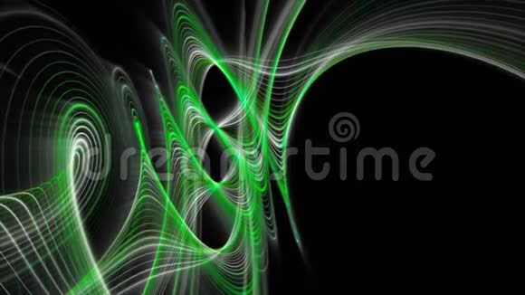 带有条纹波物体和慢运动中闪烁光的未来生态动画4096x2304环4K视频的预览图