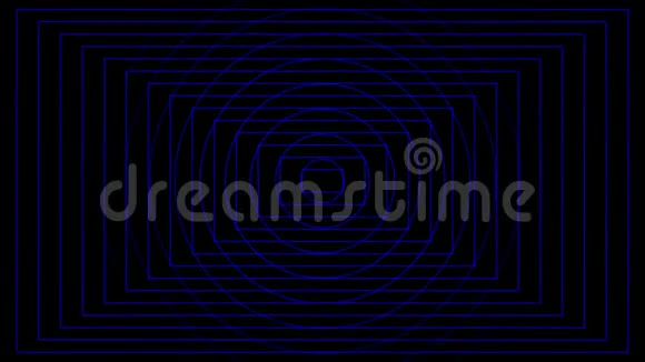 抽象的蓝色圆圈和矩形打黑色背景视频的预览图