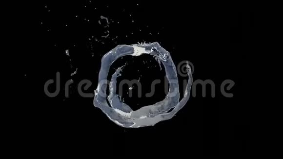 慢动作动画的自然水流动和形成螺旋液体旋转和飞溅无缝环视频的预览图