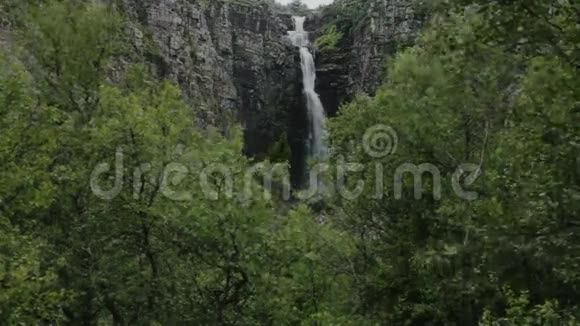 森林瀑布Njupeskar长镜头视频的预览图
