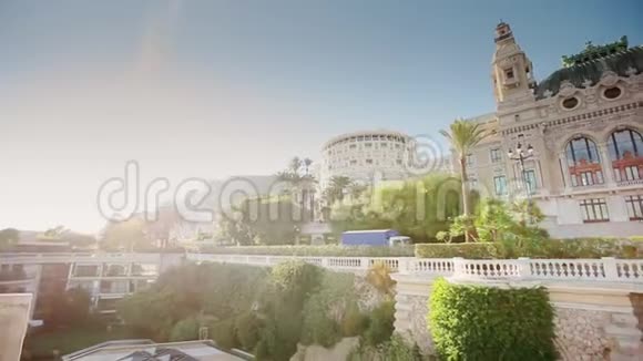 摩纳哥城市蒙特卡洛街道棕榈阳光明媚视频的预览图