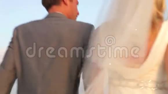 美丽海滩婚礼情侣后景视频的预览图