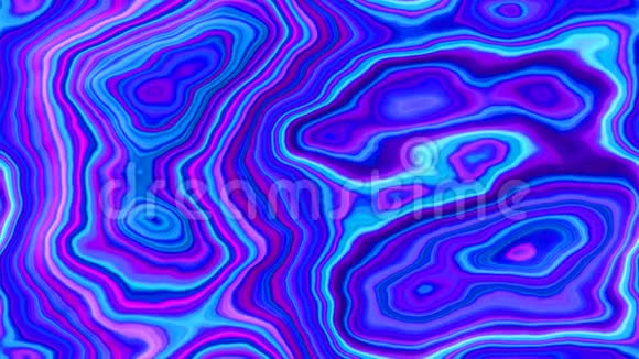 动画大理石分层玛瑙石染色背景无缝循环视频彩色霓虹蓝紫粉色视频的预览图