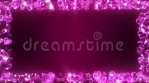 闪耀着明亮的心和星星爱和情人节的概念浪漫之夜粉色背景循环动画视频的预览图