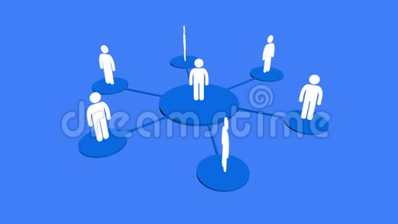 人类图标商业团队合作社交或商业网络一群人在一个社会群体蓝色背景视频的预览图