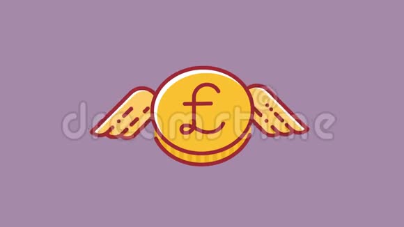 飞箭击落的英磅硬币动画货币贬值概念平面设计风格高清动画视频的预览图