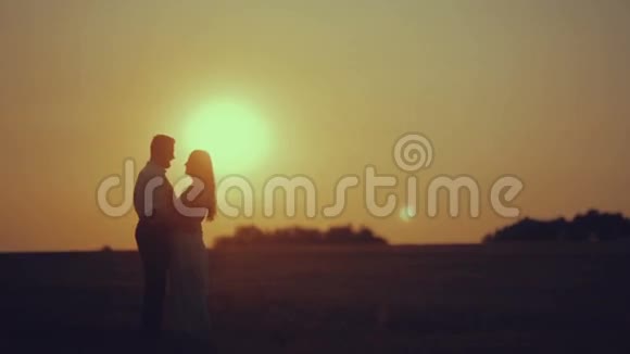 美丽的年轻情侣在阳光下亲吻视频的预览图