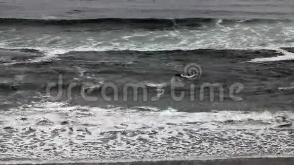 北加利福尼亚波浪进入海滩2无天空视频的预览图