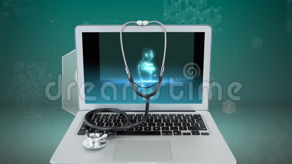 医疗笔记本电脑显示人体身体扫描视频视频的预览图
