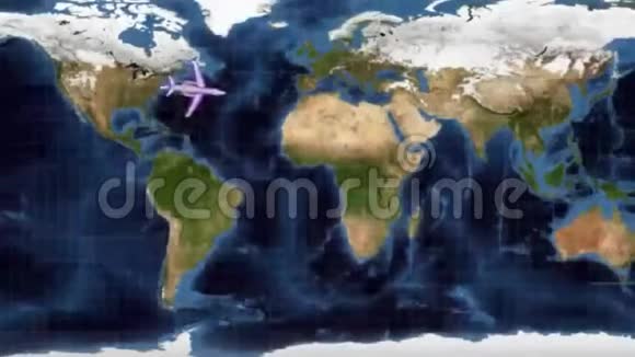 航空旅行从纽约到悉尼的飞行路线视频的预览图