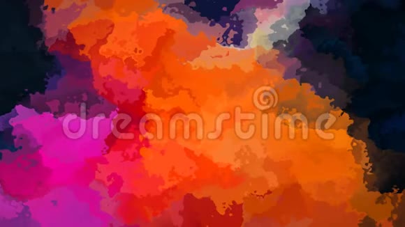 动画彩色彩色彩色背景无缝环视频水彩画效果霓虹灯橙粉紫黑色视频的预览图