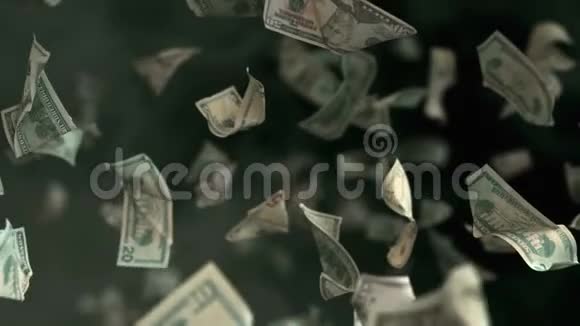 下跌的美元钞票在4K循环视频的预览图