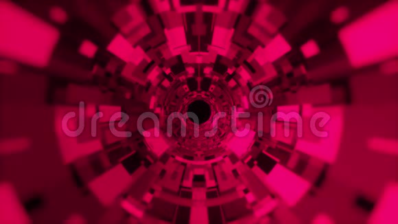 微芯片制成的圆柱形隧道的抽象背景计算机生成的三维渲染视频的预览图