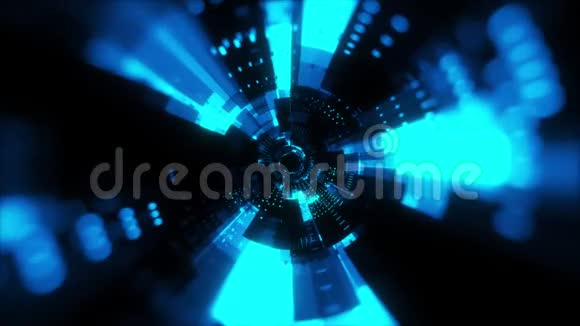 微芯片制成的圆柱形隧道的抽象背景计算机生成的三维渲染视频的预览图