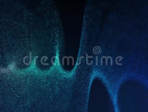 蓝色粒子漂浮在空间中的抽象背景循环录像视频的预览图