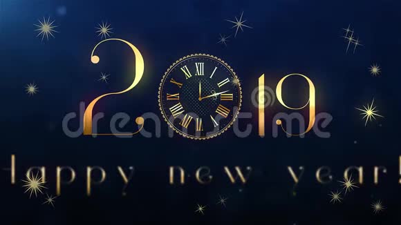 新年快乐文字时钟动画视频的预览图