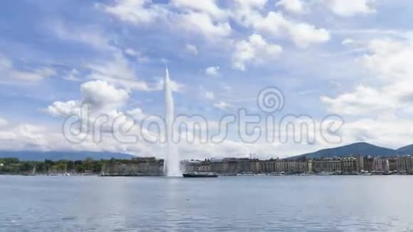 日内瓦喷泉Jetdeau时间间隔4k瑞士日内瓦视频的预览图