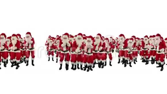 圣诞老人人群舞蹈圣诞派对圣诞快乐与白色股票镜头视频的预览图