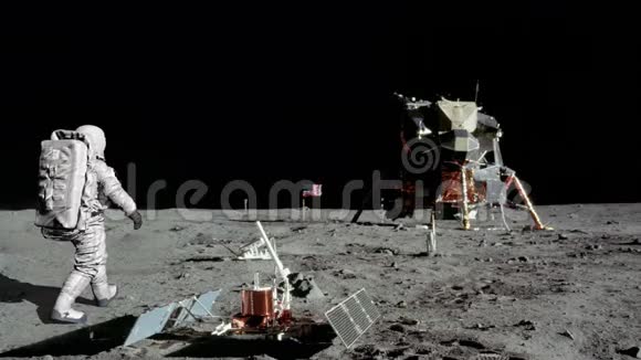 宇航员在月球上行走挥动他的手美国宇航局提供的一些视频元素视频的预览图