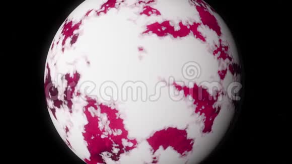 粉红色行星在太空轨道上的抽象动画并在黑色背景上覆盖融化的冰动画视频的预览图