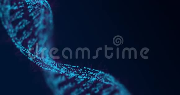 摘要闪烁的DNA双螺旋与深度旋转神秘源科学动画天才未来派视频的预览图