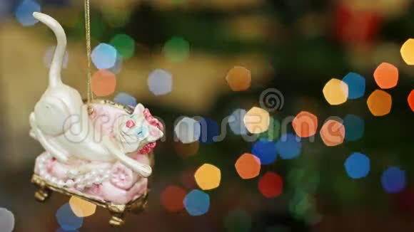 圣诞猫玩具在博克灯标题领域视频的预览图