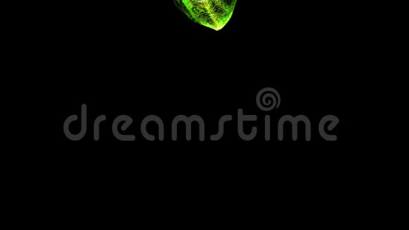 黑色背景下水下的绿色发光粒子流成一个球形场放置你的文字标志视频的预览图