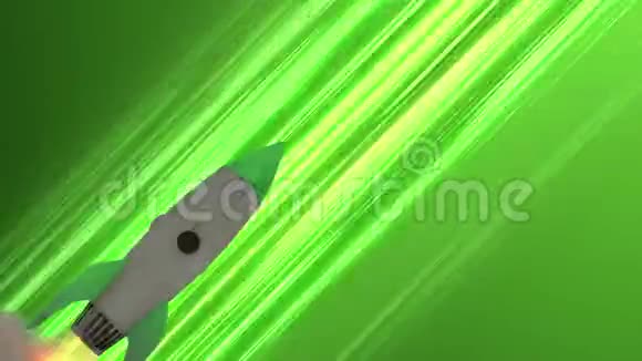 火箭飞船穿越太空动画绿色对角线动画速度线空间运动背景视频的预览图
