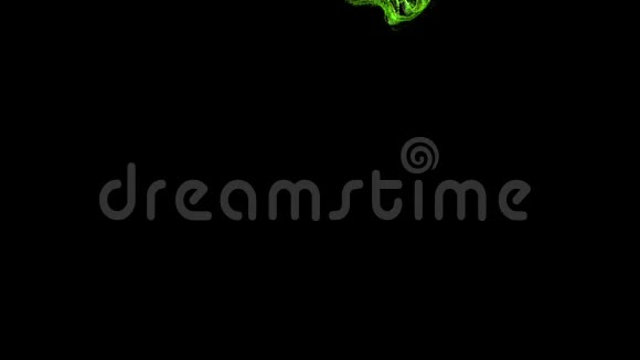 黑色背景下水下的绿色发光粒子流成一个球形场放置你的文字标志视频的预览图