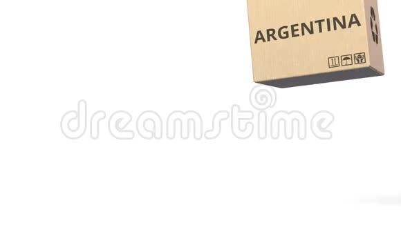 纸箱上的ARGENTINA文本产品空白标题3D动动画视频的预览图