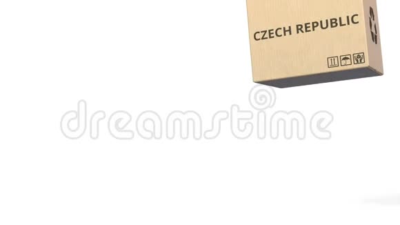 带有捷克共和国标题产品的盒子3D动动画视频的预览图