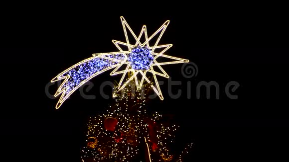 星型圣诞装饰和灯光视频的预览图