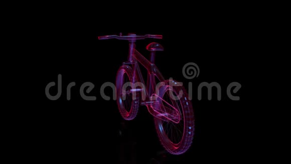 自行车玻璃在旋转的黑色背景上发光旋转无缝环三维数字技术可视化视频的预览图