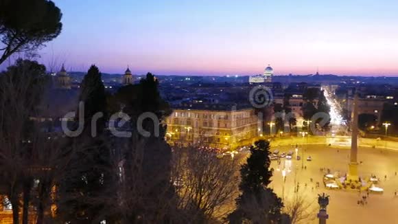 波波洛广场晚上好全景意大利罗马视频的预览图