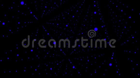 蓝点分散到太空中幻想抽象技术数据工程运动背景视频的预览图
