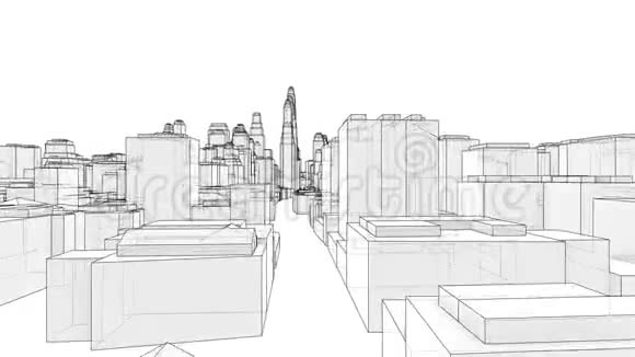 城市步行蓝图风格3D插图视频视频的预览图