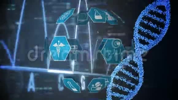 医学图标和DNA双螺旋视频的预览图