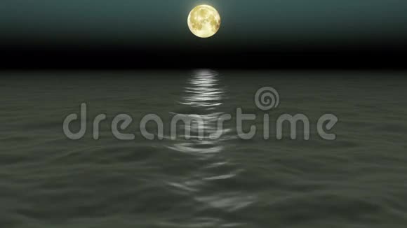 美丽的海洋和月亮夜空装载视频的预览图
