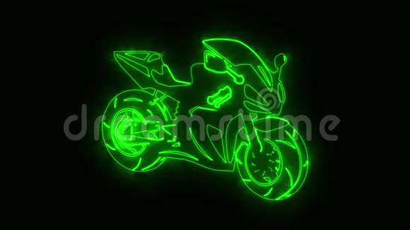 绿色燃烧种族摩托自行车标志循环图形元素视频的预览图