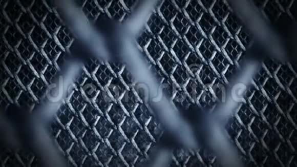 黑色背景上的金属铁丝网钢丝网钢金属链CG循环动画视频的预览图