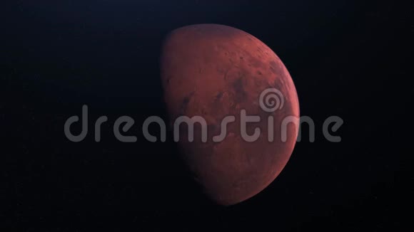 恒星背景下旋转行星火星的抽象动画动画美丽的红色星球火星上有陨石坑视频的预览图