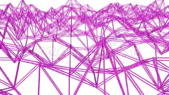 紫色三维网格在白色背景上慢慢变形循环动画3D渲染视频的预览图